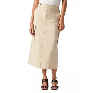 ANTHROPOLOGIE sanctuary Size‎ 31 Essential Cargo Skirt Midi Beige Back Slit